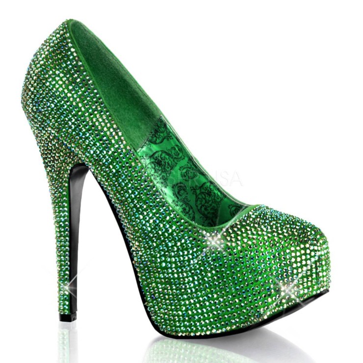 BORDELLO DECOLTE' CON STRASS VERDI VARI COLORI