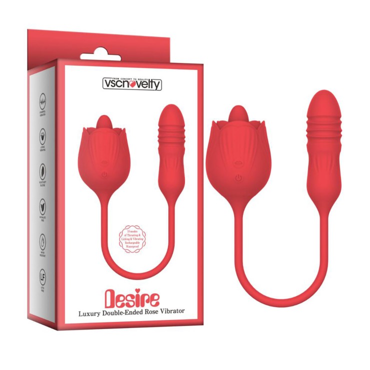 DOPPIO SEX TOY A FORMA DI ROSA CON ATTACCATO PICCOLO SEX...