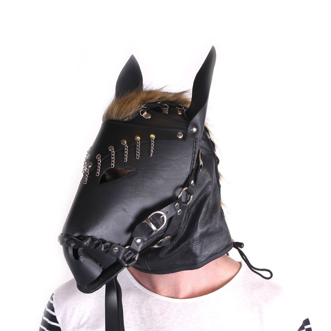 MASCHERA FETISH DA CAVALLO REALISTICO REGOLABILE