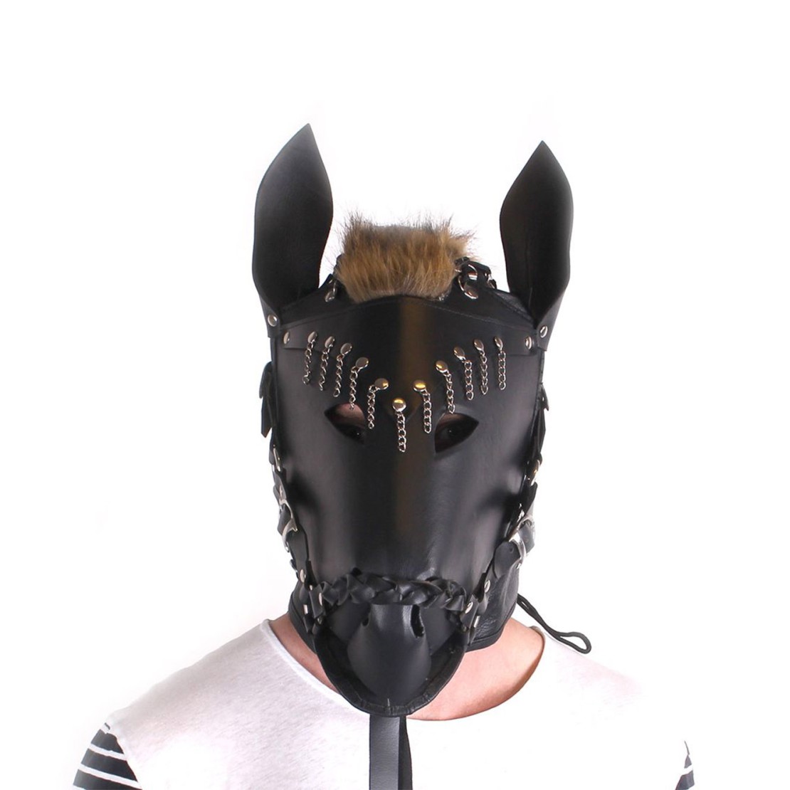 MASCHERA FETISH DA CAVALLO IN PELLE CON BRIGLIE...