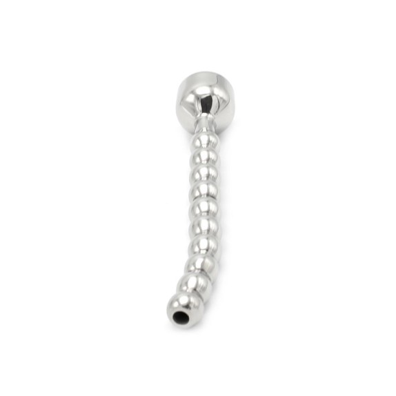 SONDA URETRALE RICURVA E FORATA IN ACCIAIO SEX TOY SHOWER PLUG CURVED
