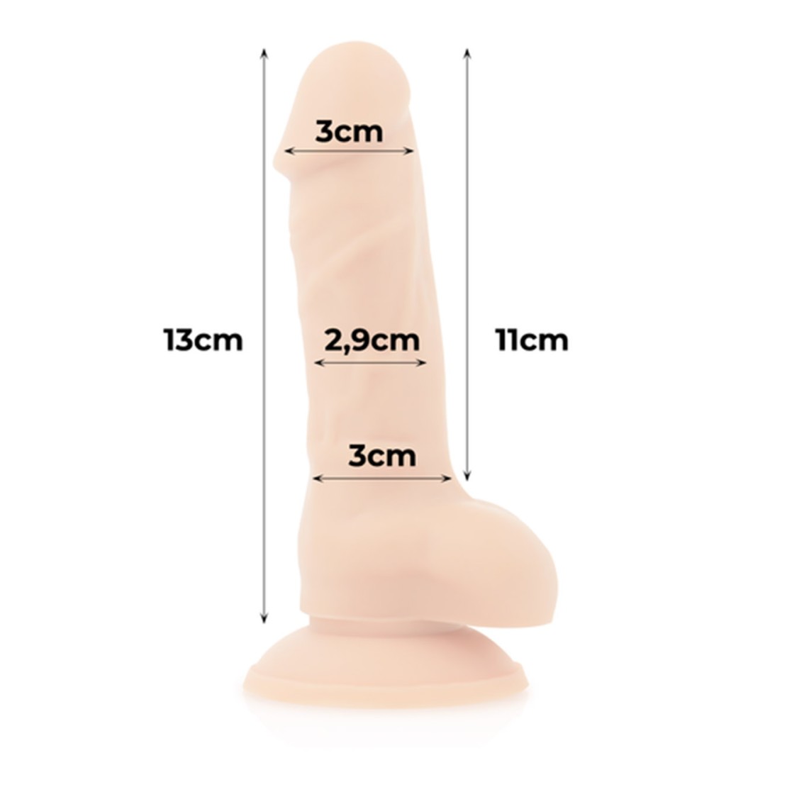 FALLO DILDO REALISTICO 13 CM CON TESTICOLI E...