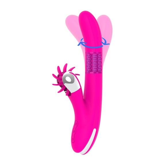 RABBIT VIBRATORE STIMOLATORE CLITORIDEO E DEL PUNTO G ROTANTE CON PERLE DIVERSIA