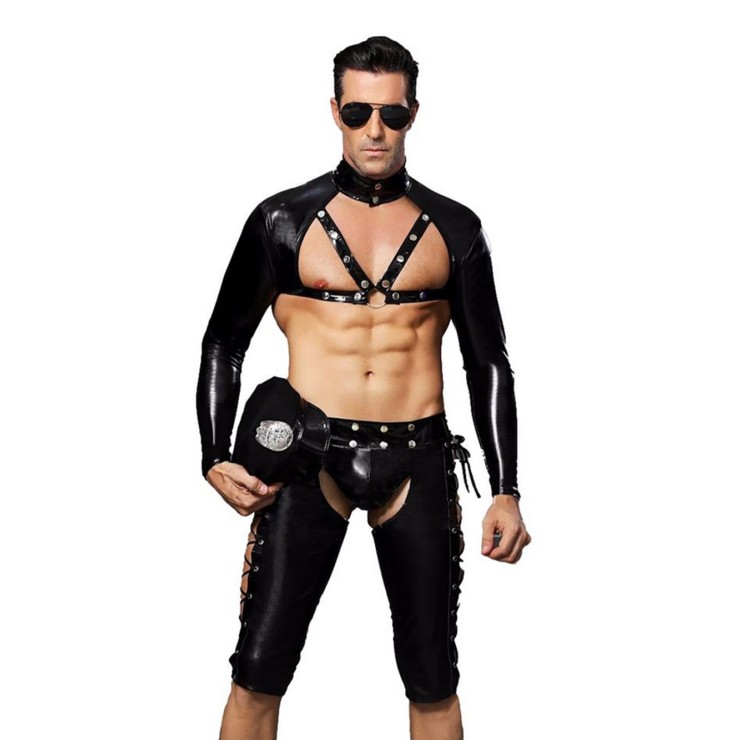 COSTUME TRAVESTIMENTO DA POLIZIOTTO SEXY SET 5 PEZZI CON...