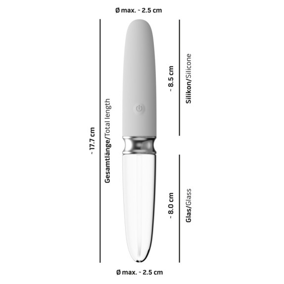 VIBRATORE SEX TOY IN VETRO E SILICONE RICARICABILE  LUCE LED LIAISON STRAIGHT