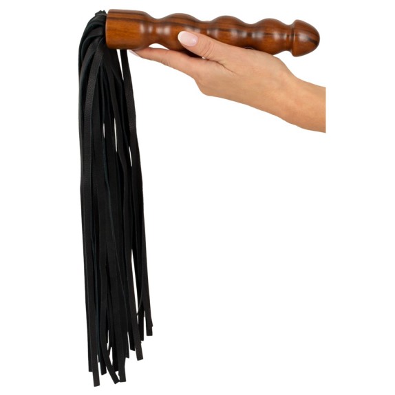 FRUSTA SEXY CON MANICO IN LEGNO E FRANGE IN PELLE PER GIOCHI BDSM FLOGGER ZADO