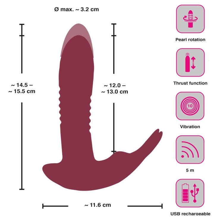 VIBRATORE A SPINTA CON STIMOLATORE CLITORIDE E...
