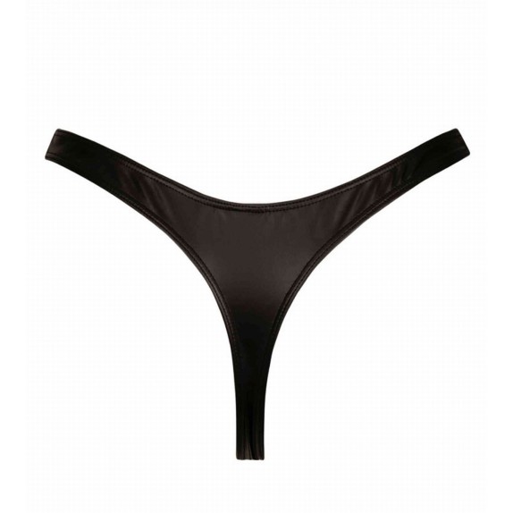 PERIZOMA SEXY PER DONNA IN SPANDEX NERO EFFETTO BAGNATO STRING WET LOOK CATANZARO