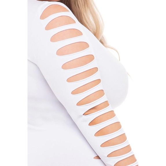 BOLD BABE ABITO BIANCO CORTO A MANICA LUNGA CON INTAGLI