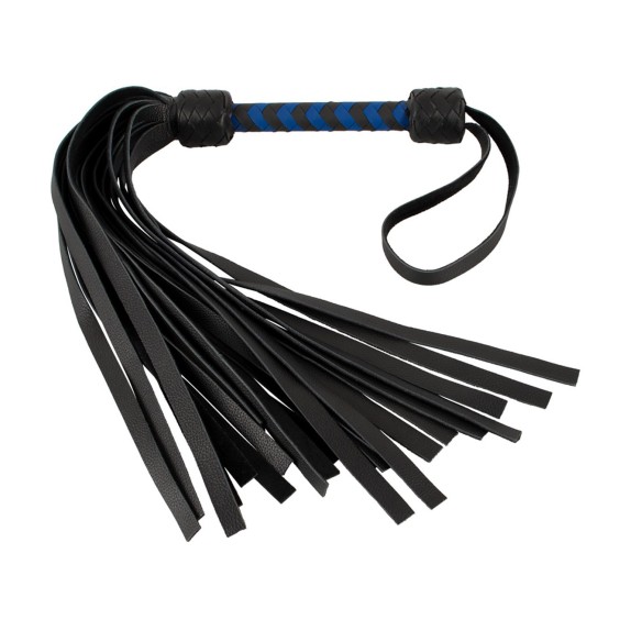 FRUSTA IN PELLE CON MANICO BLU E NERO SADOMASO LEATHER FLOGGER