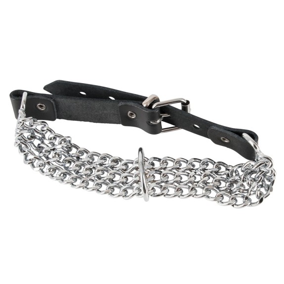 COLLARE IN METALLO SADOMASO CON CATENE E ANELLO