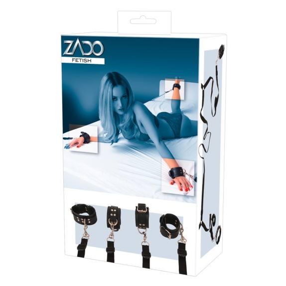 SET COSTRITTIVO DA LETTO PER GIOCHI DI COPPIA IN PELLE E TESSUTO ZADO