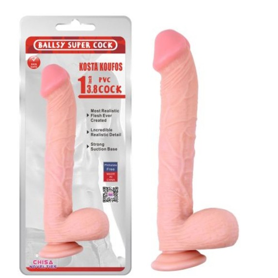 DILDO REALISTICO DI GRANDI DIMENSIONI CON TESTICOLI E VENTOSA SUPER COCK