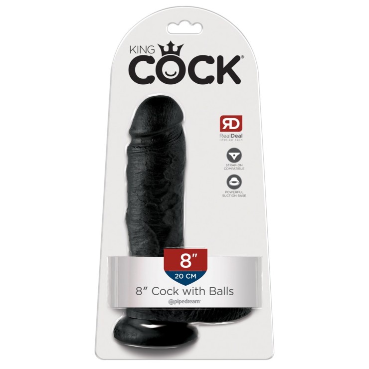 FALLO REALISTICO NERO SEXY CON VENTOSA KING COCK 20 CM