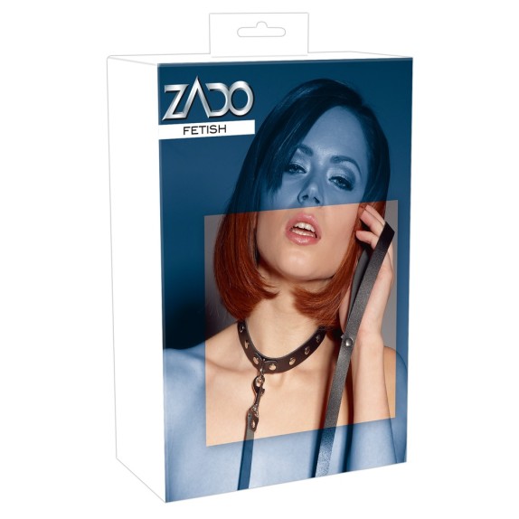 COLLARE REGOLABILE CON GUINZAGLIO SEXY IN VERA PELLE CON BORCHIETTE ZADO