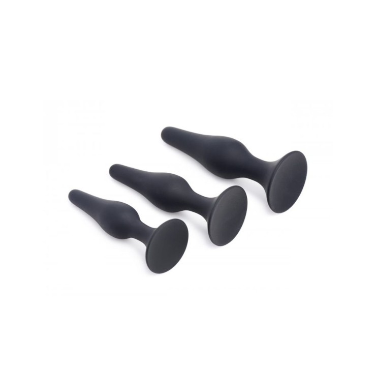 KIT TRE PLUG ANALI IN SILICONE CON VENTOSA SEX TOY TRIPLE... 2
