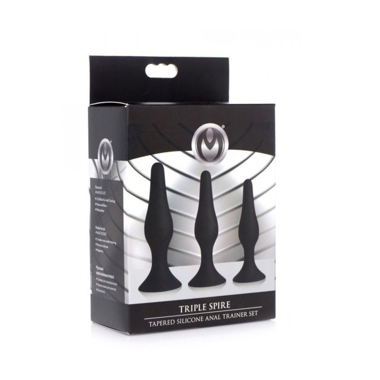 KIT TRE PLUG ANALI IN SILICONE CON VENTOSA SEX TOY TRIPLE...