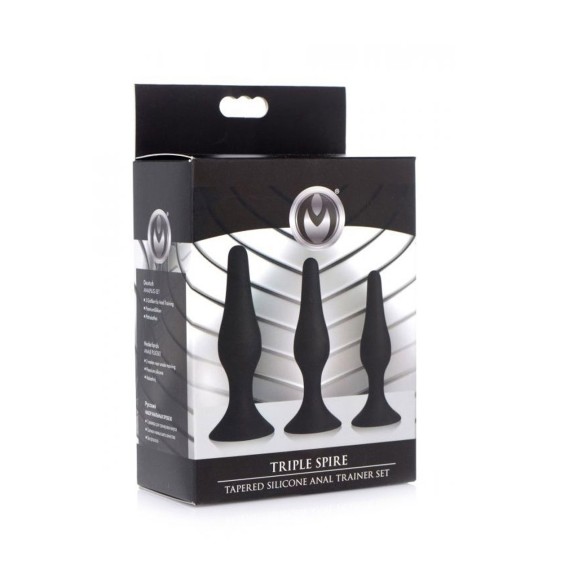 KIT TRE PLUG ANALI IN SILICONE CON VENTOSA SEX TOY TRIPLE SPIRE