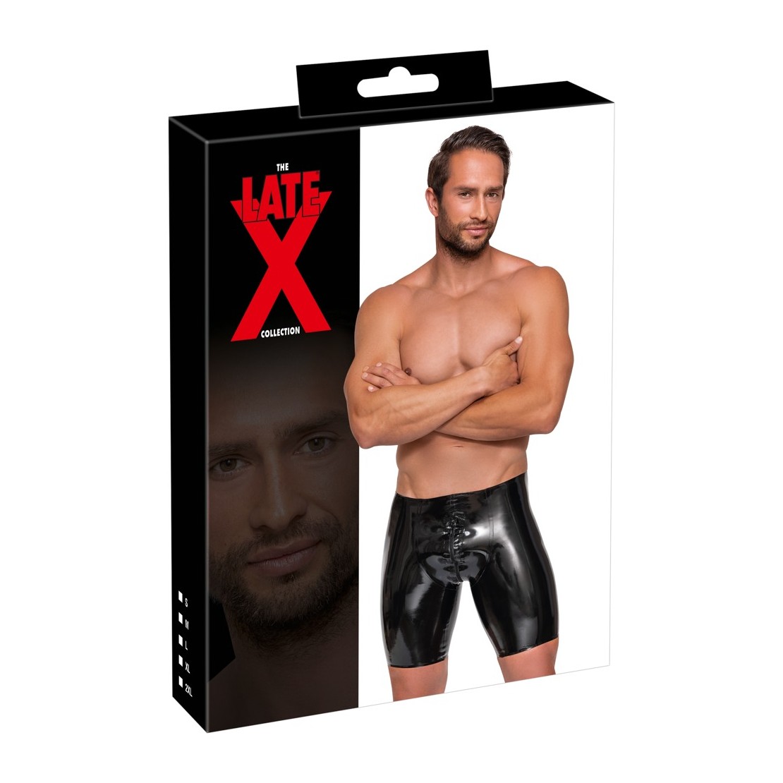 PANTALONCINO IN LATEX PER UOMO CON ZIP DAVANTI...