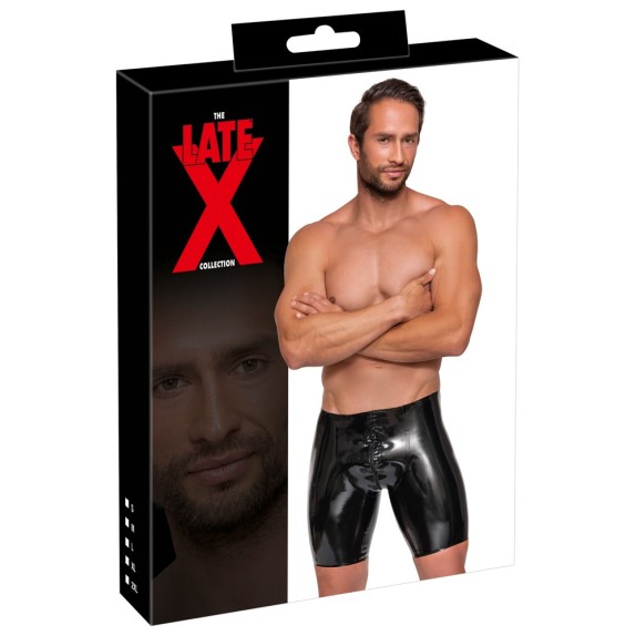 PANTALONCINO IN LATEX PER UOMO CON ZIP DAVANTI E DIETRO