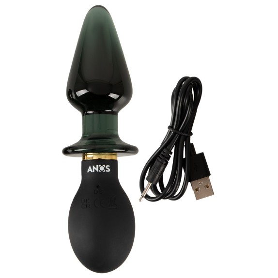 DOPPIO PLUG ANALE SEX TOY IN VETRO E SILICONE VIBRANTE RICARICABILE ANOS