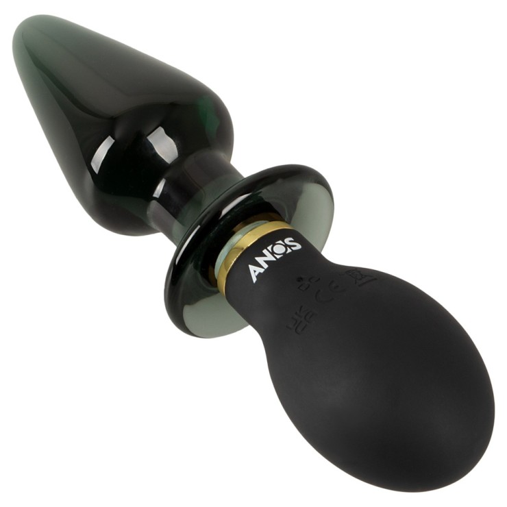 DOPPIO PLUG ANALE SEX TOY IN VETRO E SILICONE VIBRANTE...