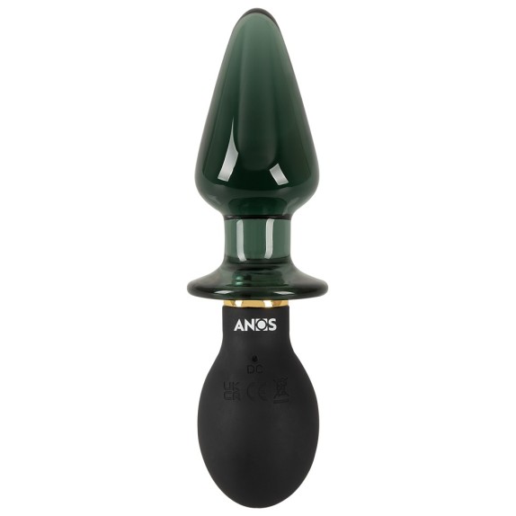 DOPPIO PLUG ANALE SEX TOY IN VETRO E SILICONE VIBRANTE RICARICABILE ANOS