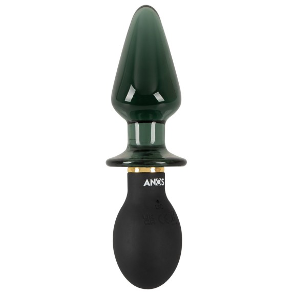 DOPPIO PLUG ANALE SEX TOY IN VETRO E SILICONE VIBRANTE RICARICABILE ANOS