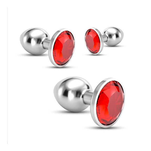 SET 3 PEZZI PLUG ANALI VARIE DIMENSIONI IN METALLO CON GIOIELLO COLORATO