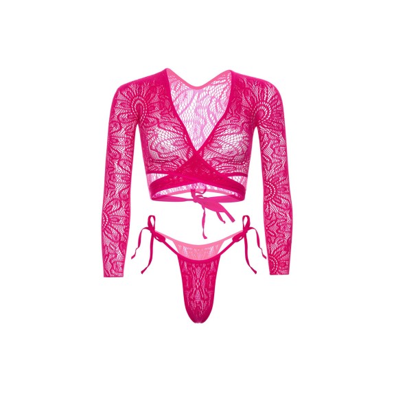SET DUE PEZZI SEXY PER DONNA CON TOP AD INCROCIO E PERIZOMA LEG AVENUE
