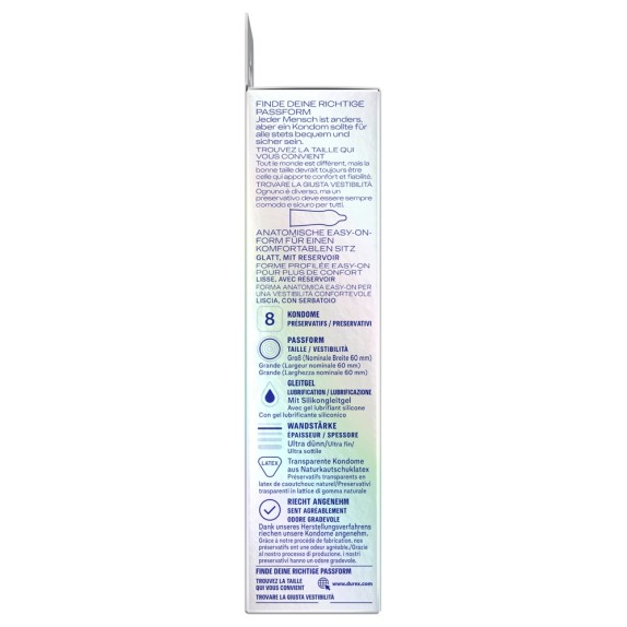 PROFILATTICI TRASPARENTI ULTRA SOTTILI XXL 8 PEZZI DUREX