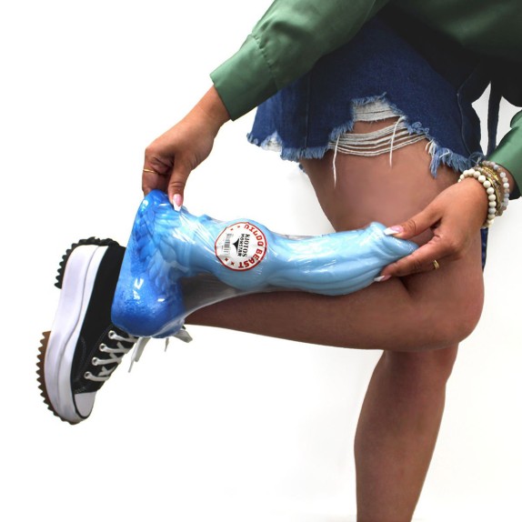 DILDO XL DI GRANDI DIMENSIONI 33 CM CON TESTICOLI E VENTOSA AZZURRO FALLO PER FISTING KIOTOS MONSTAR