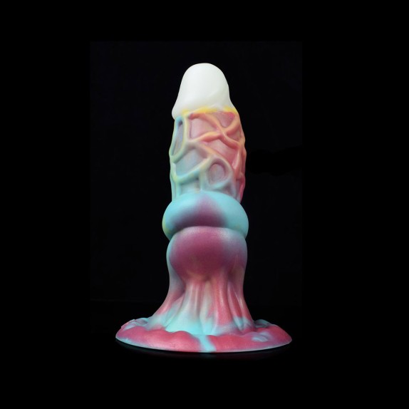 DILDO CHE SI ILLUMINA AL BUIO FALLO MORBIDO ED ELASTICO 20,5 CM CON RILIEVI E VENTOSA