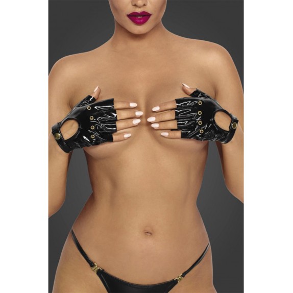 GUANTI CORTI SENZA DITA SEXY PER DONNA IN PVC TAGLIA UNICA NOIR