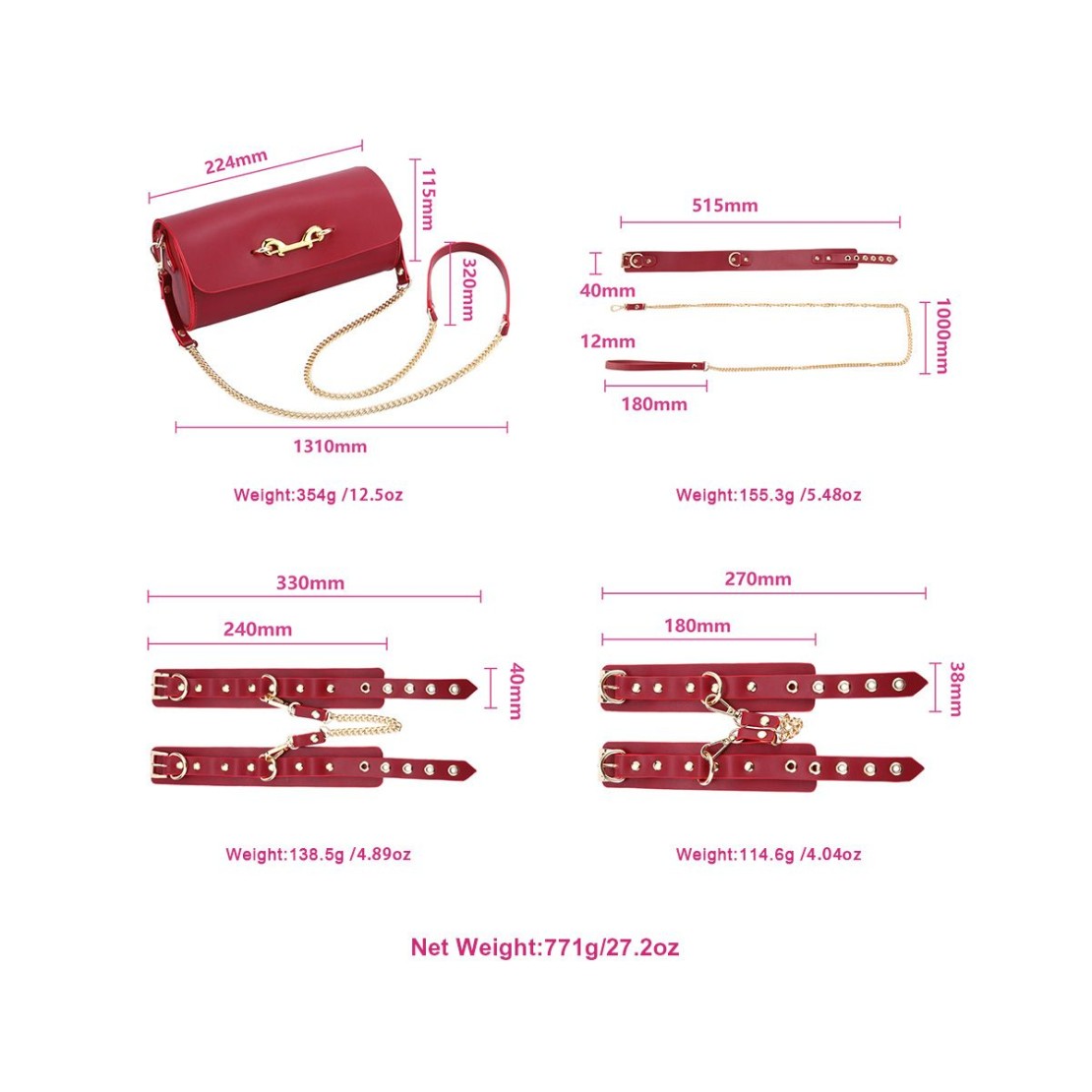 KIT DEL SADOMASO SEXY BORSA CON 5 OGGETTI BDSM...