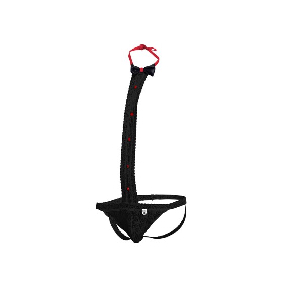SOSPENSORIO SEXY PER UOMO PIZZO CON SMOKING E PAPILLON MOB EROTICWEAR