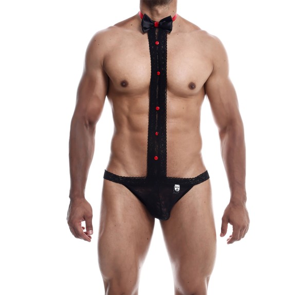 SOSPENSORIO SEXY PER UOMO PIZZO CON SMOKING E PAPILLON MOB EROTICWEAR