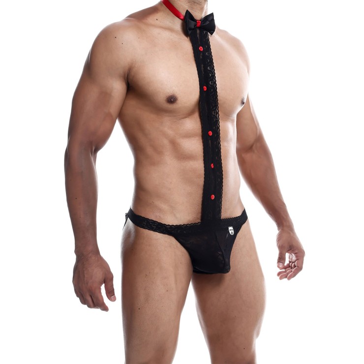 SOSPENSORIO SEXY PER UOMO PIZZO CON SMOKING E PAPILLON...