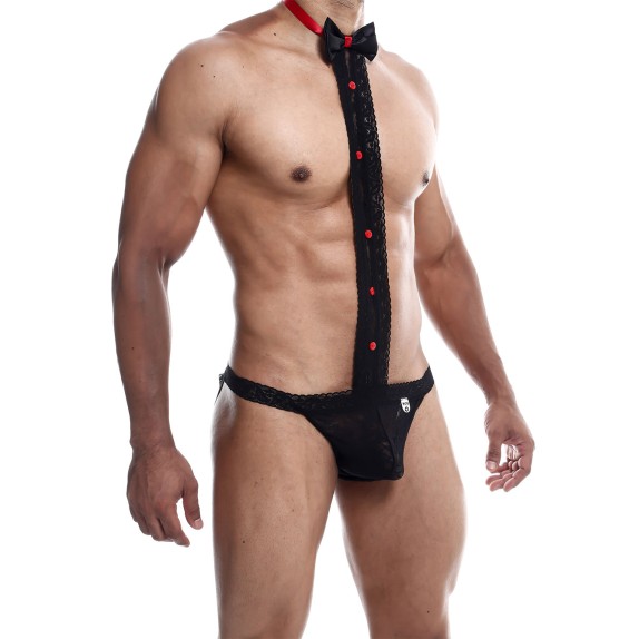 SOSPENSORIO SEXY PER UOMO PIZZO CON SMOKING E PAPILLON MOB EROTICWEAR