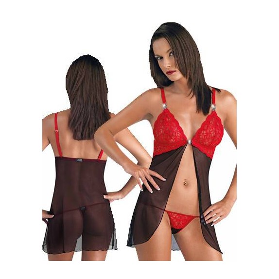 BABYDOLL SEXY PER DONNA PIZZO RICAMATO CON PERIZOMA