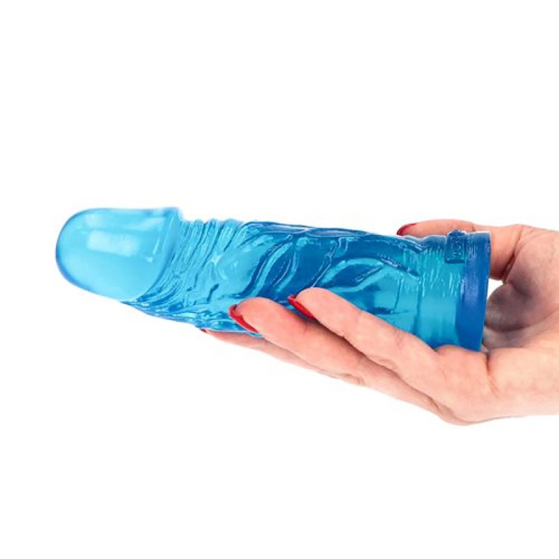 DILDO BLU TRASPARENTE CON VENATURE E VENTOSA...