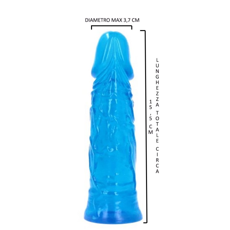 DILDO BLU TRASPARENTE CON VENATURE E VENTOSA 15,5 CM...