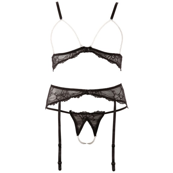COMPLETINO INTIMO APERTO SEXY CON REGGISENO REGGICALZE E PERIZOMA CON BUCO