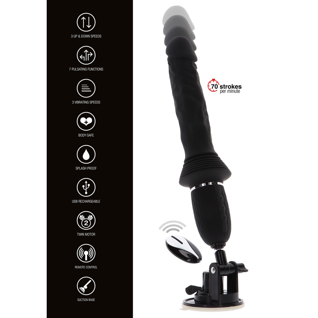 VIBRATORE SEXY A SPINTA SU E GIU' CON VENTOSA E...