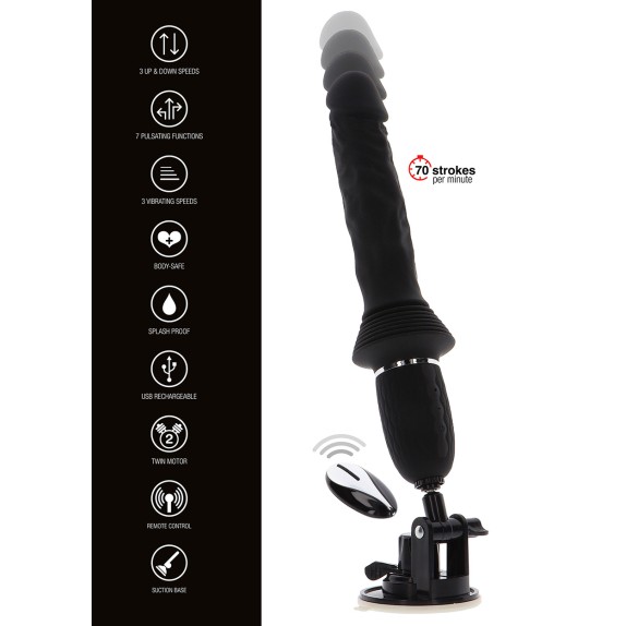 VIBRATORE SEXY A SPINTA SU E GIU' CON VENTOSA E TELECOMANDO WIRELESS MAGNUM OPUS PRO