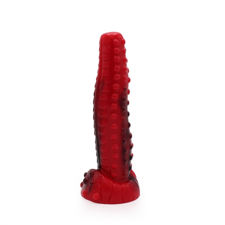 DILDO FALLO ROSSO E NERO CON RILIEVI STIMOLANTI E BASE...