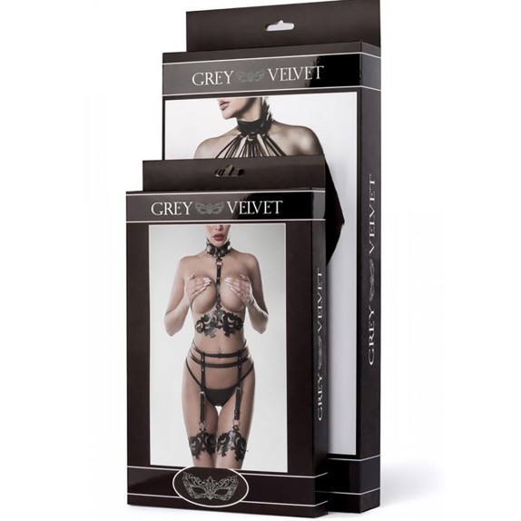 SET 3 PEZZI HARNESS SEXY PER DONNA CON REGGICALZE REGOLABILE