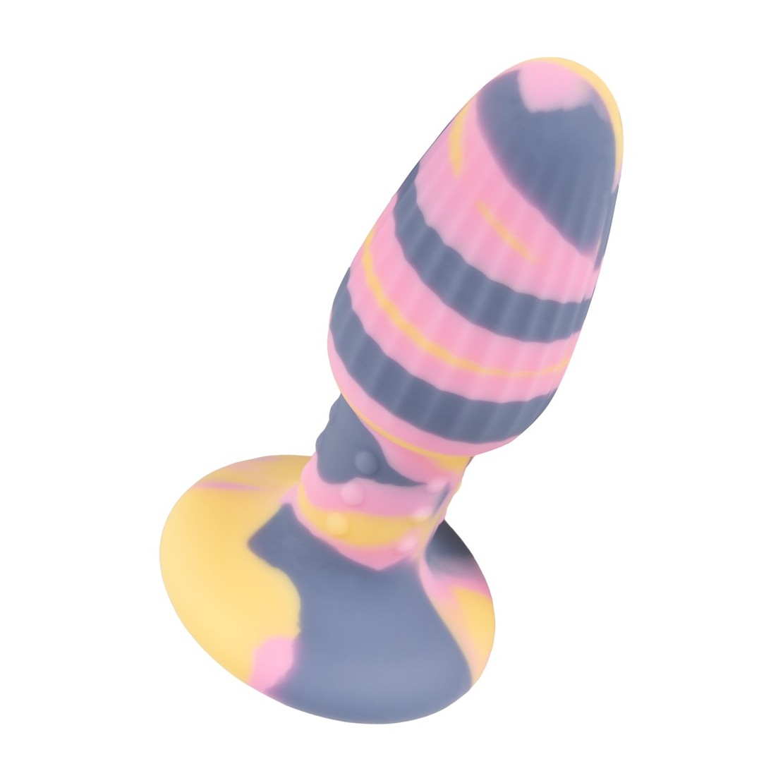 PLUG ANALE TRICOLORE CON VENTOSA IN SILICONE...