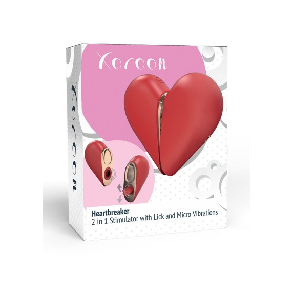 STIMOLATORE CLITORIDE & CAPEZZOLI 2 IN 1 VIBRA E LECCA A FORMA DI CUORE HEARTBREAKER