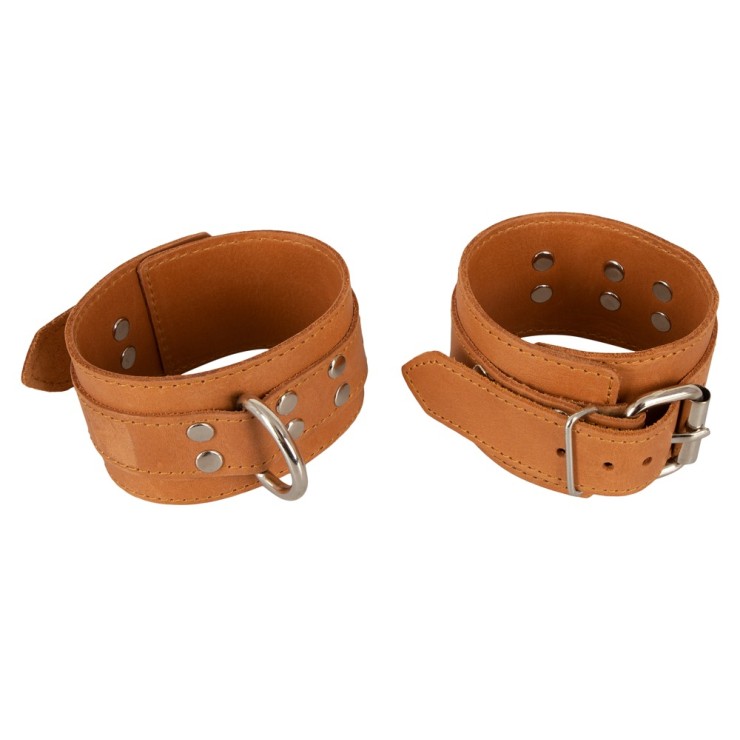 MANETTE SEXY IN PELLE MARRONE CON CHIUSURA A FIBBIA ZADO